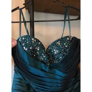 Beaded formal dress with corset back